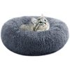 CEVICOLZE Small Cat Bed for Indoor Cats, Self-Warming Donut Kitty Bed for Small Cats Keeping Warm, Washable Pet Bed with Anti Slip Base, 20‘’ Darkgrey