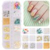 3 Boxes 3D Mixed Ocean Theme Nail Art Rhinestones Accessories Summer Beach Shell Starfish Conch Sea Series Sequin Nail Art Charms with Tweezers for DIY Nail Art Designs Manicure Decoration