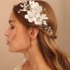JKQBUX Sweet Elegant Bride Wedding Party Hair Clip Flower Bridal duckbill clip Hair Piece Crystal Side clips for Women Girls Leaf Hair Accessories