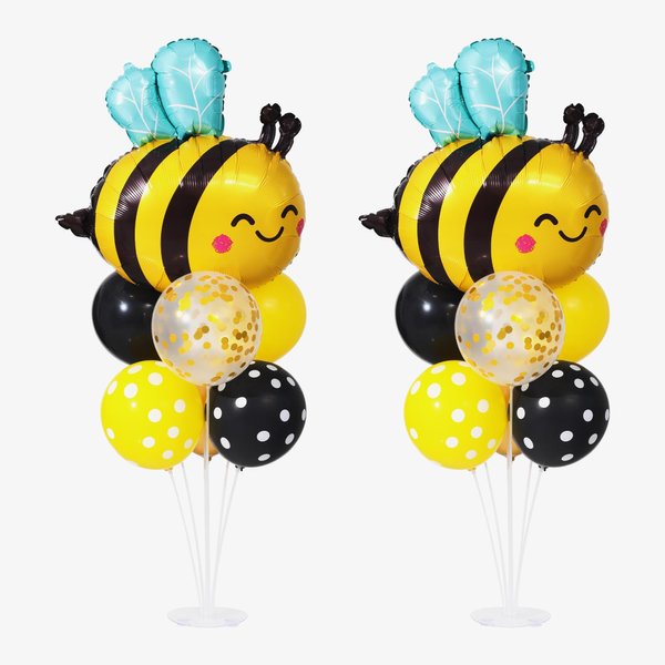 BoKin Bee Balloons Centerpieces for Tables 2 Sets, 2 Bee Foil Balloons and 14 Latex Yellow Black Balloons for Bee Baby Shower Decorations, Bee Party Decorations, Bee Birthday Decorations