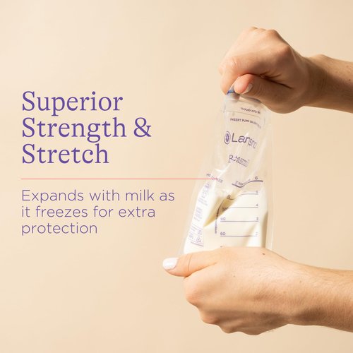 Lansinoh Breastmilk Storage Bags, 50 Count with 2 Pump Adapters, Easy to Use Breast Milk Storage Bags for Feeding, Presterilized, Hygienically Doubled-Sealed for Freezing & Refrigeration, 6 Ounce