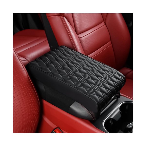 Bittwee Car Center Console Cover, Leather Waterproof Auto Arm Rest Box Cover, Memory Foam Armrest Cushion Protection Pad, Hand Rest Pillow with Height Increase, Universal Car Accessory