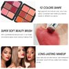 LSxia 12 Colors Cream [Blush] Makeup Palette for Cheeks - Multi-functional Blush Makeup Palette with Brush, Natural Matte Long Wearing, Waterproof Blendable Face Makeup Palette (#01)