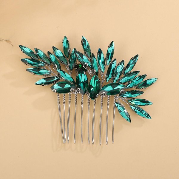 Denifery Women Dainty Simple Full Rhinestone Hair Comb Bride Wedding Hair Comb Bridal Hair Accessories Shiny Rhinestones Bridal Side Hair Combs for Women and Girls (Green)