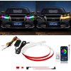 DUOFU365 Drl Led Strip,RGB Exterior Car LED Strip Lights,2Pcs 24 inches Multicolor LED Daytime Running Light Strip with Wireless APP Remote Control