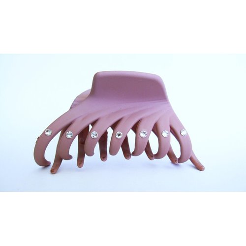 Mauve lavender hair claw clip with crystals for fine thin hair (Crystal choice: With crystals)