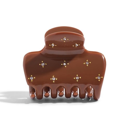 Kitsch Recycled Plastic Rhinestone Medium Puffy Claw Clip 1pc- Camel