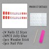 ROFIBUT 4th of July Press on Nails Short Square Fake Nails Full Cover False Nails with Red Blue White Strips Designs Glossy Independence Day Blue French Tip Glue on Nails for Women Girls 24Pcs
