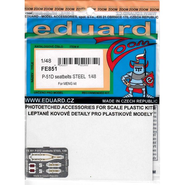 Eduard Accessories FE851 Model-Making Accessory Kit P-51D Seat Belts Steel for Meng