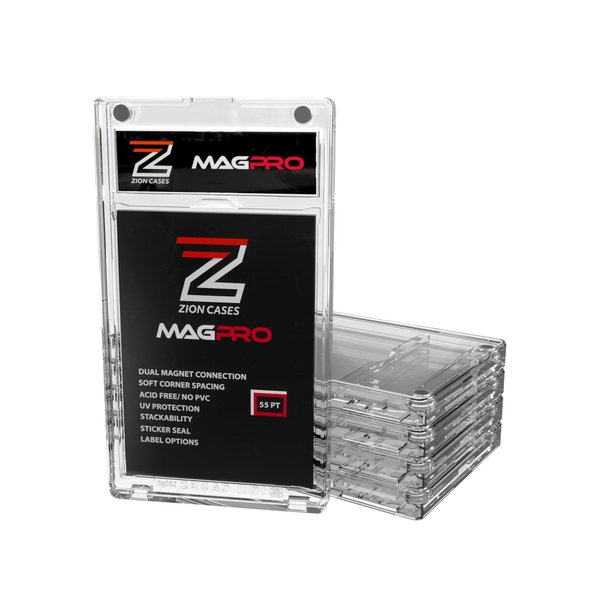 Zion Cases MagPro 55PT Magnetic Card Holder; Duel Magnet Card Case for Secure Holding Strength to Guard Against Unintentional Openings; Includes 5 Magnetic Trading Card Case; (5 Pack)
