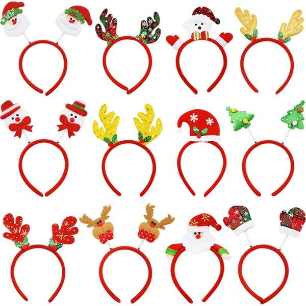 WODMAZ 12 PCS Christmas Headbands, Cute Christmas Head Boppers Party Hats Christmas Reindeer Costume Headbands for Christmas Holiday Party, Christmas Party Accessoriess, Annual Holiday, Photos Booth