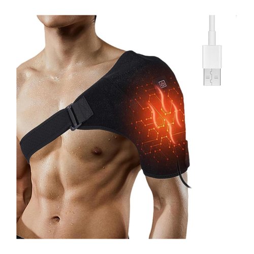 Shoulder Heating Pad, Rotator Cuff Shoulder Brace Heated Wrap, 3 Heat Settings Heating Shoulder Brace Pad, Shoulder Compression Sleeve Massager for Pain Relief deep Tissue Red