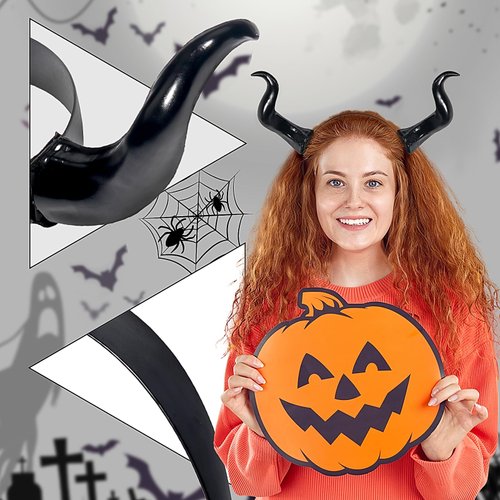 Black Devil Horns Headband Halloween Demon Horns Headband Gothic Devil Ears Hairband Darkness Headpiece Halloween Party Favors Decorations Day of the Dead Hair Accessories for Women Men Girls 1PCS