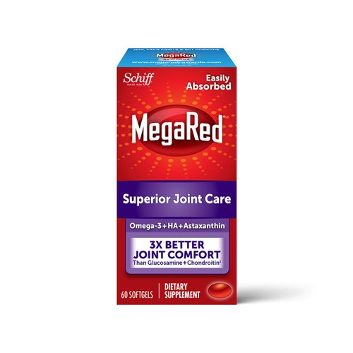 MegaRed Omega-3 Krill Oil and Joint Supplement Joint Care 60 softgels - EPA/DHA Fatty acids, Antioxidants, Hyaluronic Acid, No Fishy Burp Aftertaste as with Fish Oil