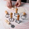 Ravioli Cutter Stamp Mold Set, 7 pcs, 4 inch, with cutter and wooden rolling pin (festival style)