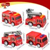 Conagel 36 Pcs 4 Styles Mini Pullback Fire Truck Toy Small Pull Back Firetrucks Toy Bulk Plastic Firetruck and Fireman Toy Set for Kids Firefighter Birthday Party Supplies