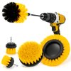AstroAI Drill Brush Attachment Set 6 Piece Power Scrubber Cleaning Kit with Extend for Car Detailing, Bathroom Surfaces, Kitchen, Shower, Car Wheels, Seats, Tile, Floor, Grout All Purpose - Yellow