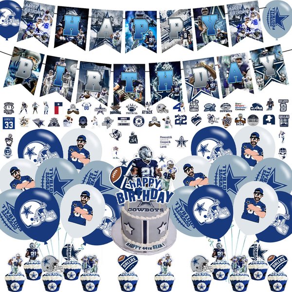 Cowboys Party Supplies,Birthday Party Decorations for Cowboys for Kids with Happy Birthday Banner,Cake Topper ,Balloons for Football Theme Birthday Party Decorations