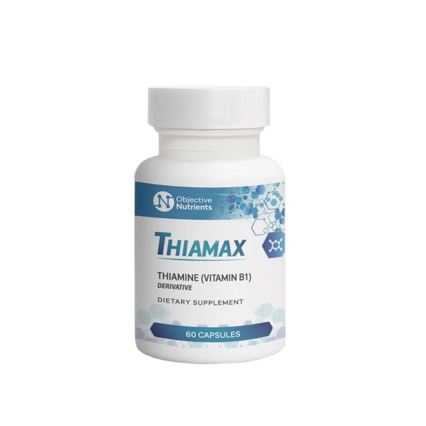 Objective Nutrients Thiamax Vitamin B1 (Thiamine TTFD) Capsules, No Fillers or Flow Agents, 100mg, 60 Count