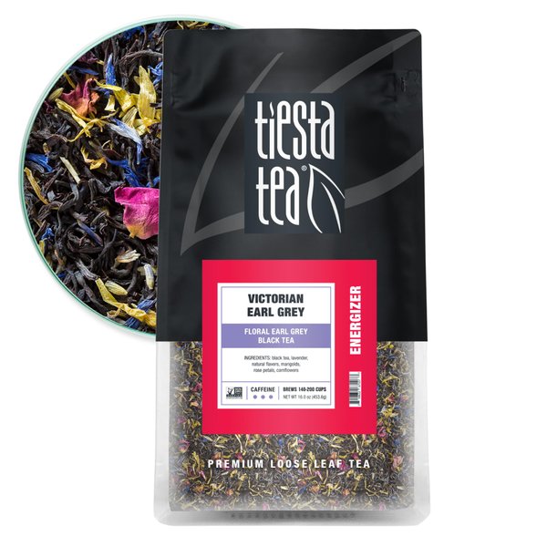 Tiesta Tea - Victorian Earl Grey, Floral Earl Grey Black Tea, Premium Loose Leaf Tea Blends, High Caffeinated Black Tea, Make Hot or Iced Tea, Brews up to 200 Cups - 16oz Resealable Bulk Pouch