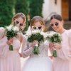 Loanzeg Satin Bridesmaid Scrunchies Bachelorette Hair Ties Set of 8 Bridal Shower No Damage Hairties ideas Gift for Wedding Party Favors Bridesmaid Proposal Gifts (8pcs White&Dusty Blue)