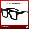 Breaksun Oversized Blue Light Glasses for Women Fashion Thick Square Computer Eyewear Non-Prescription Black Glasses (Black)
