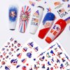 8 Sheets 4th of July Nail Art Stickers 3D Patriotic Nail Decals USA Flag Independence Day Nail Stickers for Nail Art Decorations Self-Adhesive American Flag Nail Art Design Supplies for Women Girls