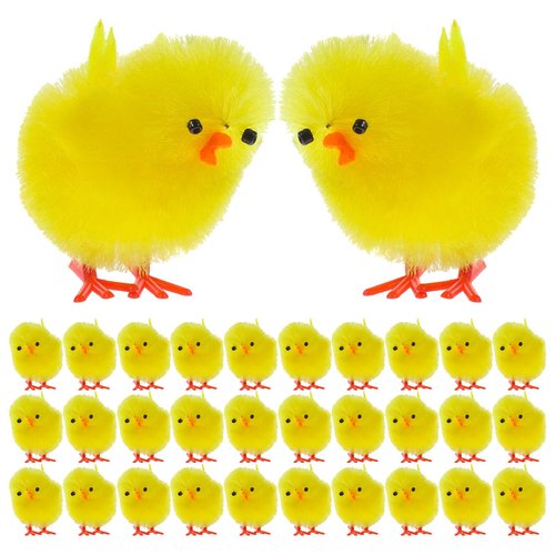 BESPORTBLE Easter Mini Chicks: 36Pcs Plush Mini Chicken Easter Decorations, 1.6inch Miniature Fluffy Chicks for Home Easter Basket Stuffers Party Favors Decors