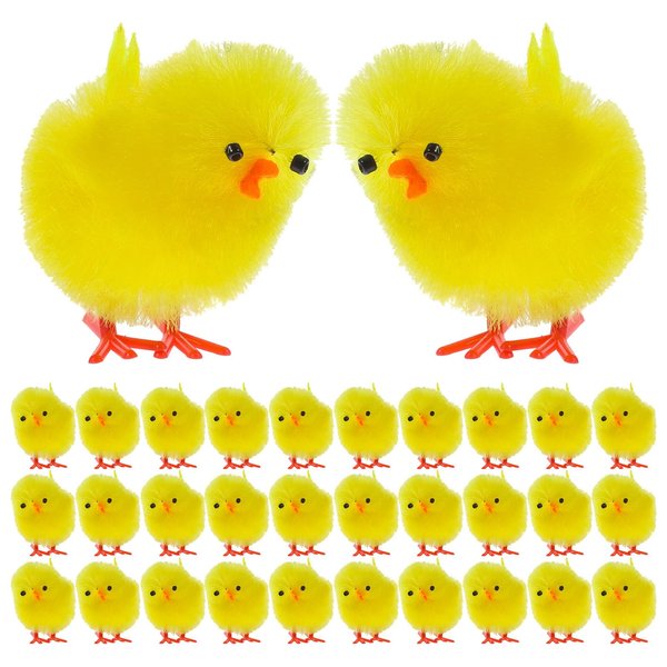 BESPORTBLE Easter Mini Chicks: 36Pcs Plush Mini Chicken Easter Decorations, 1.6inch Miniature Fluffy Chicks for Home Easter Basket Stuffers Party Favors Decors