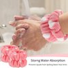 AMCAMI 6 PCS Spa Headband with Wrist Washband Face Wash Set, Makeup Headband and Wristband Towel Scrunchies for Washing Face, Skincare Headband Sleepover Party Supplies for Girls(Pink)