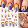 12 Sheets French Nail Art Stickers Decals Colorful Stripes Lines Irregular Geometric Water Transfer Nail Stickers 3D French Abstract Nail Decals Nail Art Supplies for Women Girls DIY Acrylic Nails