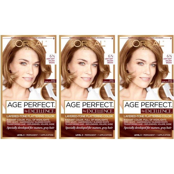 L'Oréal Paris Age Perfect Permanent Hair Color, 6N Light Soft Golden Brown