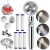 Hydro Jet Shower Head Upgrade High Pressure Turbocharged Shower Head Handheld Turbo Fan Shower Kit with Replacement Hose/Bracket/Cotton Filters and Bath Loofah, 3 Water Panels for Different Experience