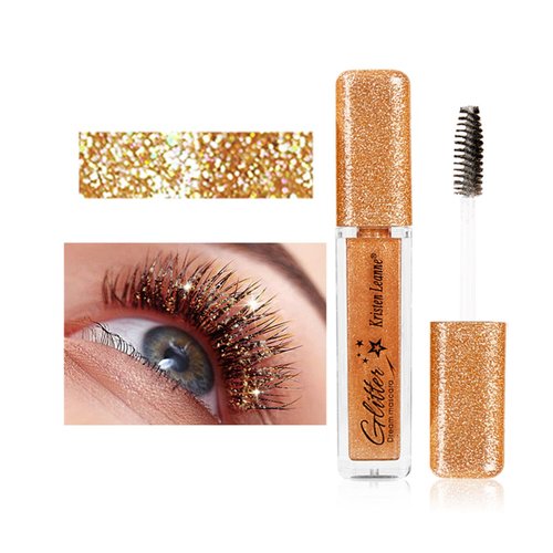 Colored Mascara for Eyelashes,Colorful Mascara Waterproof Long Lasting Sparkle Diamond Mascara Smudge-proof Lengthening,Defining,Curling,Volume Color Glitter Mascara Makeup Party Stage Use (#03 Gold)