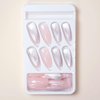 MERVF Coffin Press on Nails Long Fake Nails Ballerina Glue on Nails with Cat Eye Design Glossy 24pcs Ombre Artificial Acrylic Nails for Women