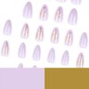Tyuimhx Purple Press on Nails Medium Almond Fake Nails Glitter False Nails with Gold Butterfly Designs Full Cover Stick on Nails Acrylic Artificial Nails for Women Girls Glue on Nails 24Pcs