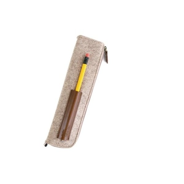 The Basic Felt Beauty Cosmetic Bag Small Tool Pouch Pencil Case - Beige