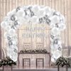 FBQ 111 Pcs Silvery Happy Birthday Birthday Balloons Banner White Silver Confetti Latex Balloons Silver White Theme Kid's Birthday Party Wedding Decorations Supplies