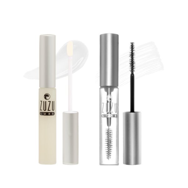 Zuzu Luxe Sheer Lip Gloss GIFTSET, Natural Lip Gloss, Paraben Free, Vegan, Gluten-free, Cruelty-free, Non GMO, 0.17 oz (Clear Gloss/Clear Mascara)