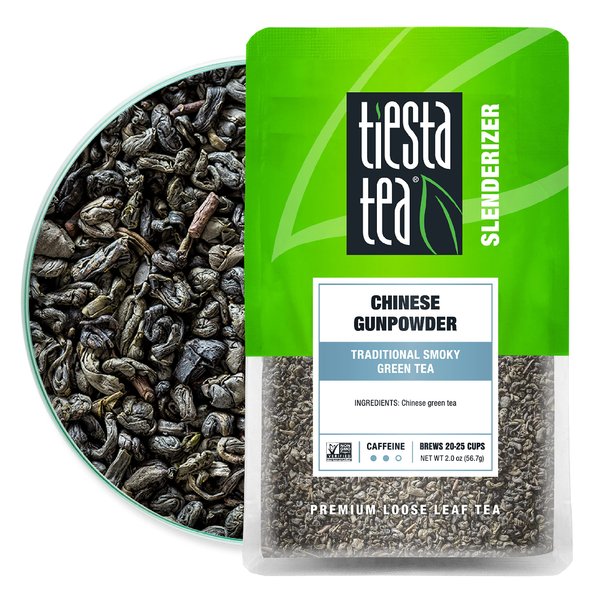 Tiesta Tea - Chinese Gunpowder | Traditional Smoky Green Tea | Premuim Aromatic Loose Leaf Tea Blend | Medium Caffeinated Green Tea | Make Hot or Iced Tea & Up to 25 Cups - 2 Ounce Resealable Pouch