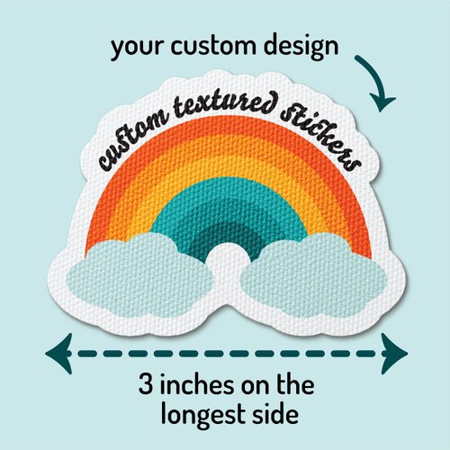 Custom Textured Die Cut Stickers 3" Using Your Image with Reusable Adhesive (50)