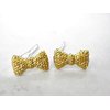 Two small tiny sparkle gold bow crystal hair pin clip barrettes fine hair