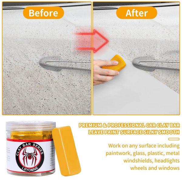 Lsyomne 10 Pack Clay Bars Auto Detailing, Professional-Grade Car Clay Bars Kit with Clay Bar Lubricant Tablets 10 Pcs, Deep Cleaning Claybar for Car Detailing Car Wash Clean, 10 x 50g