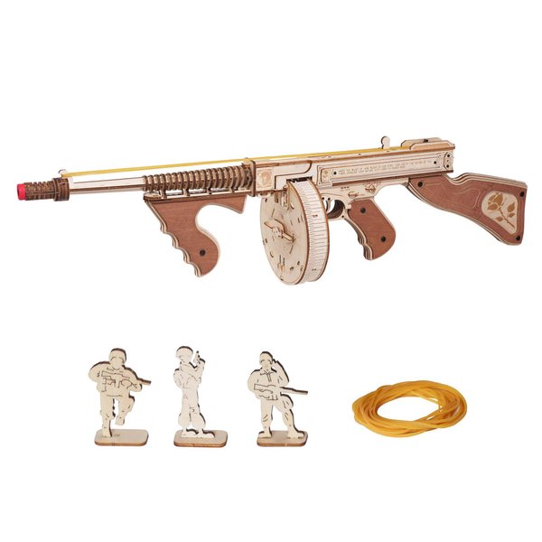 RoWood 3D Puzzles for Adults,Rubber Band Tommy Gun-Toy Wooden Model Kit,3D Wooden Puzzles for Adults,DIY Wooden Building Kits,Unique Gifts for Adults&Teens