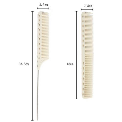 2 Pieces, Carbon Fiber Hair Combs Set, General Styling Grooming Comb, Anti Static Heat Resistant Hairdressing Comb , Fine and Wide Tooth Hair Barber Comb, Rat Tail Comb