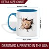 Funny Orange Kitten Cracking Wall Ceramic Mug, 11oz Coffee Cup for Cat Lovers, Animal-Themed Tea Mug, Unique Gift for Birthday, Office, or Home, Reusable Eco-Friendly Mug for Hot Beverages, Milk, Tea