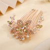 Aimimier Flower Crystal French Hair Comb Luxury Rhinestone Gem Side Combs Long Teeth Hair Pins Bridal Hair Accessories for Women Girls(Champagne)