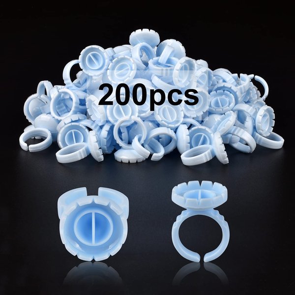 NXJ INFILILA Glue Rings, 200PCS Disposable Lash Glue Rings for Eyelash Extension, Blossom Lash Glue Holder Rings for Lash Supplies