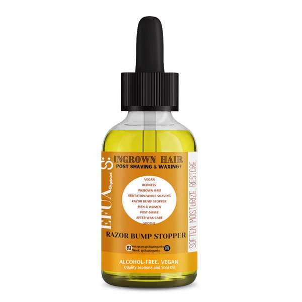 Ingrown Hair Oil Unsightly Razor Bumps, Redness, Razor Burns post wax, After-Shave Skincare to Smoothe, Soothe, Soften Moisturize Ingrown Hair Efua Oil. Hidradenitis suppurativa 2.2 oz