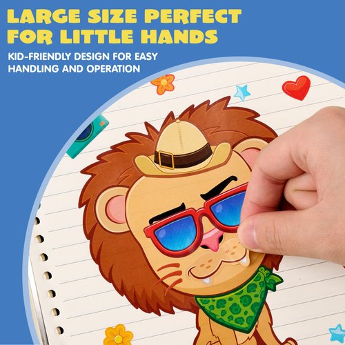 JOYIN 24PCS 9"x6" Make a face Stickers for Kids, Make Your Own Safari Animal Stickers, Jungle Party Favors Kids Crafts, Goodie Bags Stuffers for Kids, Classroom Rewards